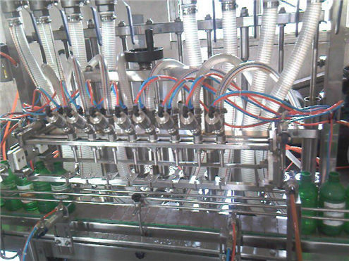 Makinë mbushëse lineare pajisje automatike mbushëse të lëngut 10 koka Abfuellmaschine fuer Fluessigkeit